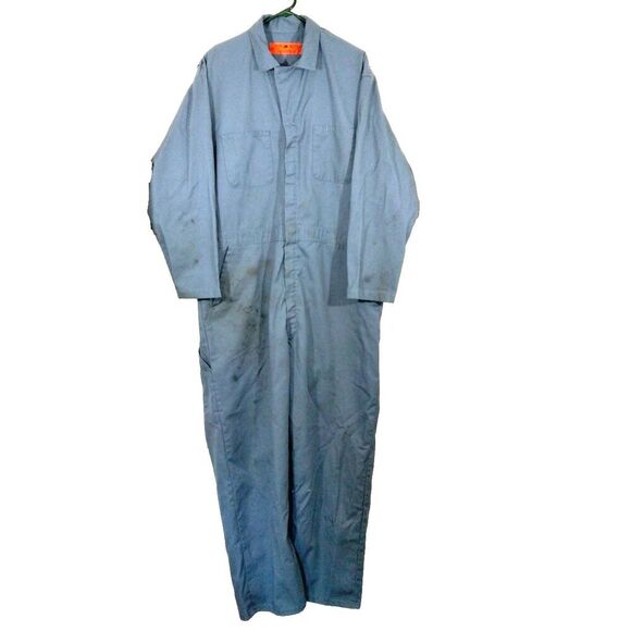 Red Kap Coveralls Durable Pockets Zipper Men's size 50 Reg Mechanic Vintage Blue - Picture 1 of 5